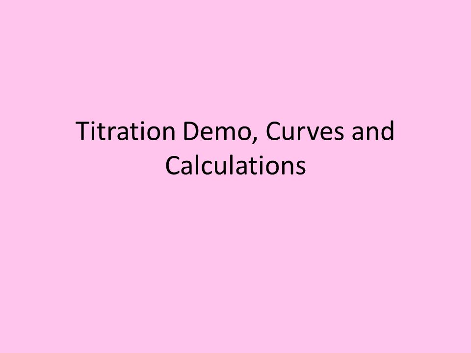Titration Demo, Curves and Calculations