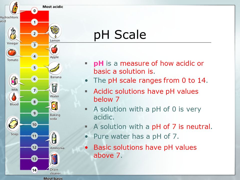 pH Scale  pH is a measure of how acidic or basic a solution is.