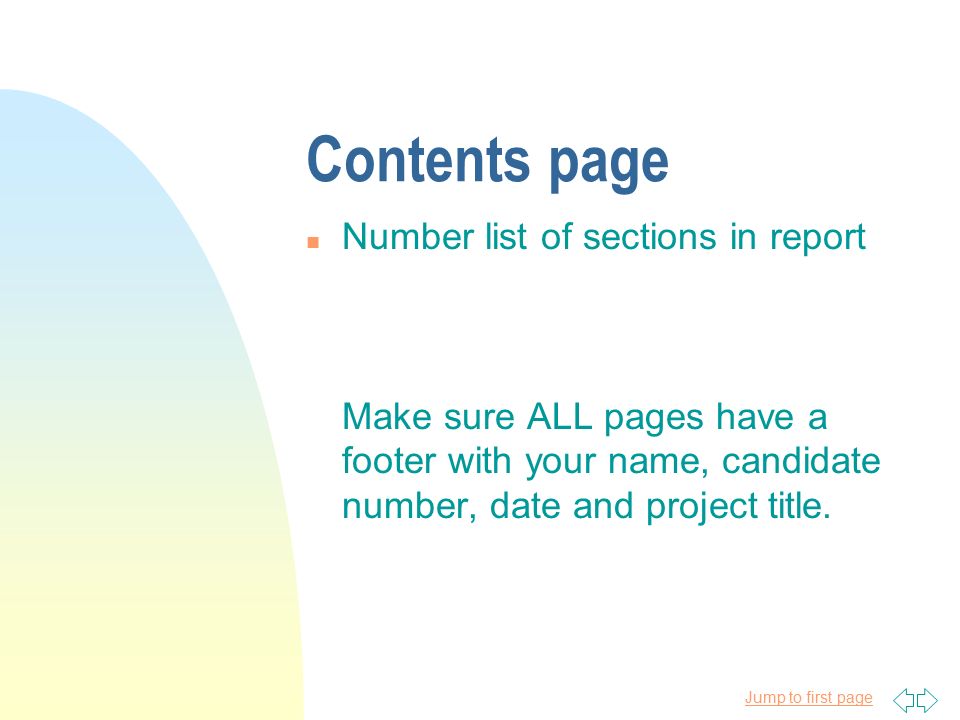 jump to first page craft design final project folio ppt download first page of project report
