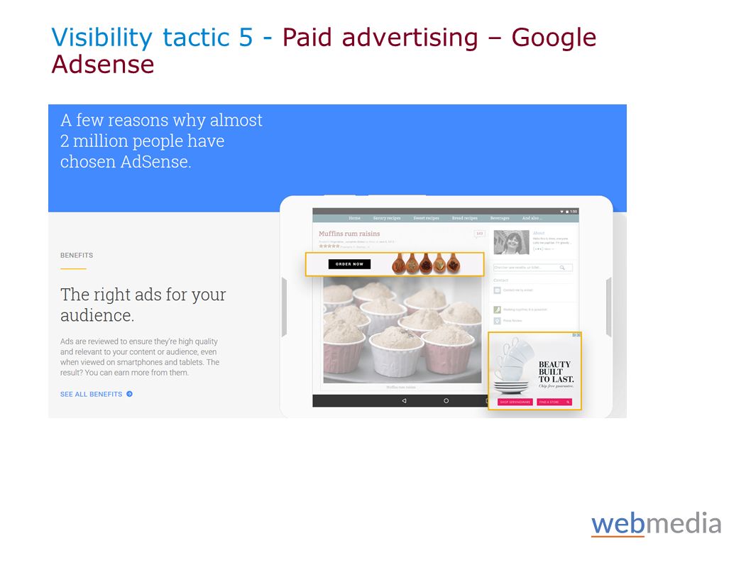 Visibility tactic 5 - Paid advertising – Google Adsense