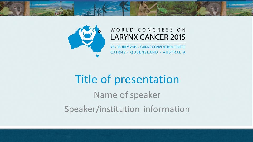 Title of presentation Name of speaker Speaker/institution information