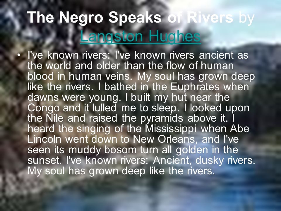 langston hughes the negro speaks of river