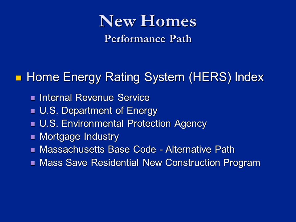 Home Energy Rating System (HERS) Index Home Energy Rating System (HERS) Index Internal Revenue Service Internal Revenue Service U.S.