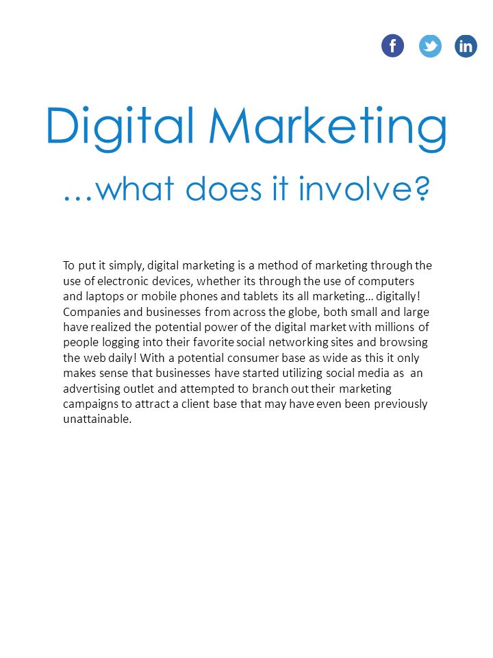 Digital Marketing …what does it involve.