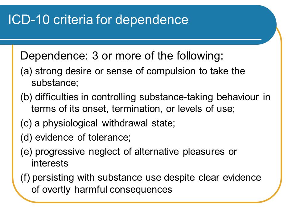 KLONOPIN DEPENDENCE ICD 10 CODE