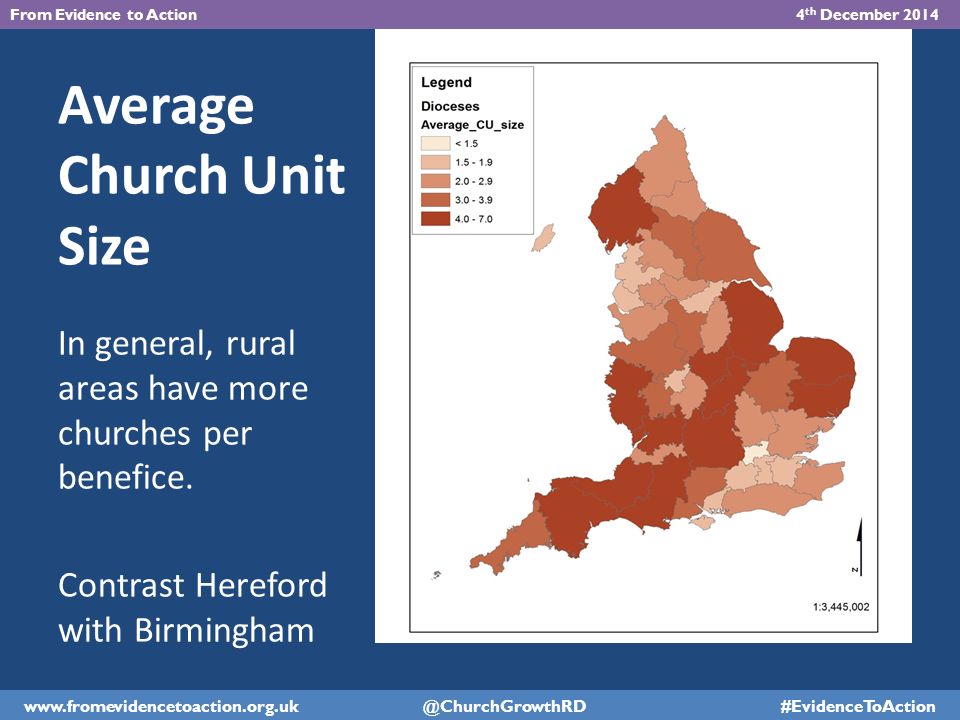 Average Church Unit Size In general, rural areas have more churches per benefice.