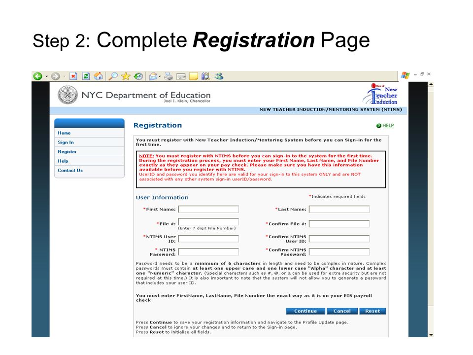 Step 2: Complete Registration Page
