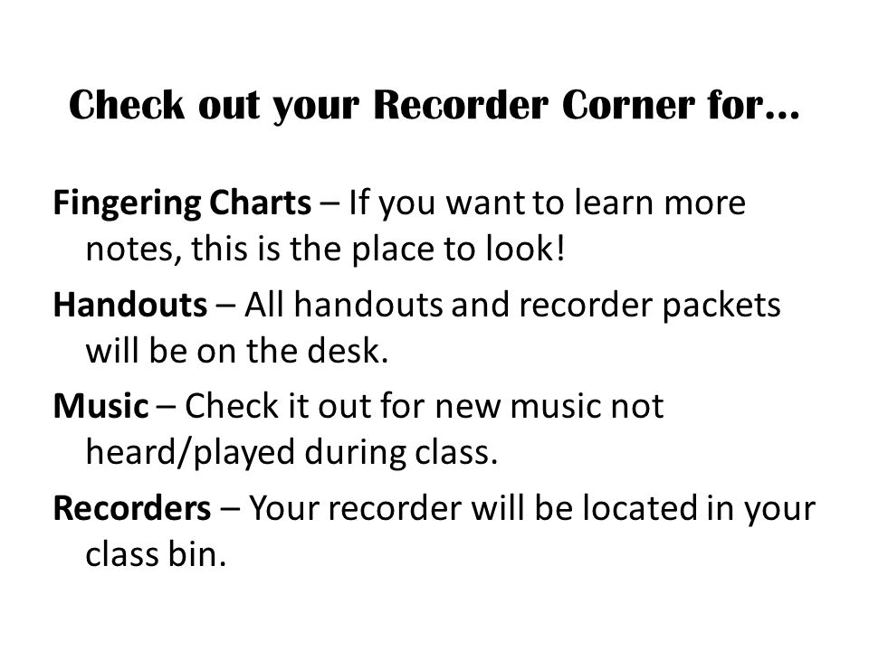 Recorder Music With Finger Chart