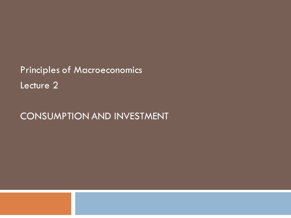 Principles Of Macroeconomics Lecture 2 CONSUMPTION AND INVESTMENT ...