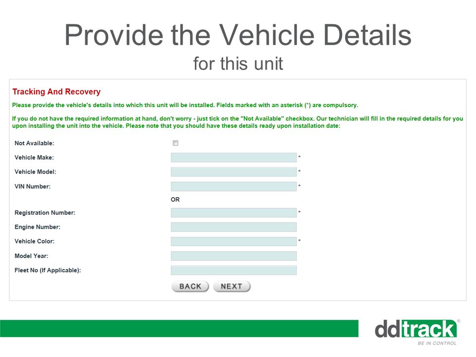 Provide the Vehicle Details for this unit