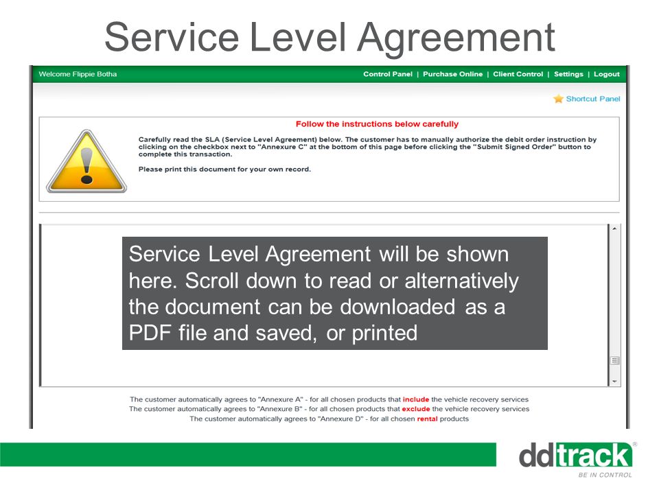 Service Level Agreement Service Level Agreement will be shown here.