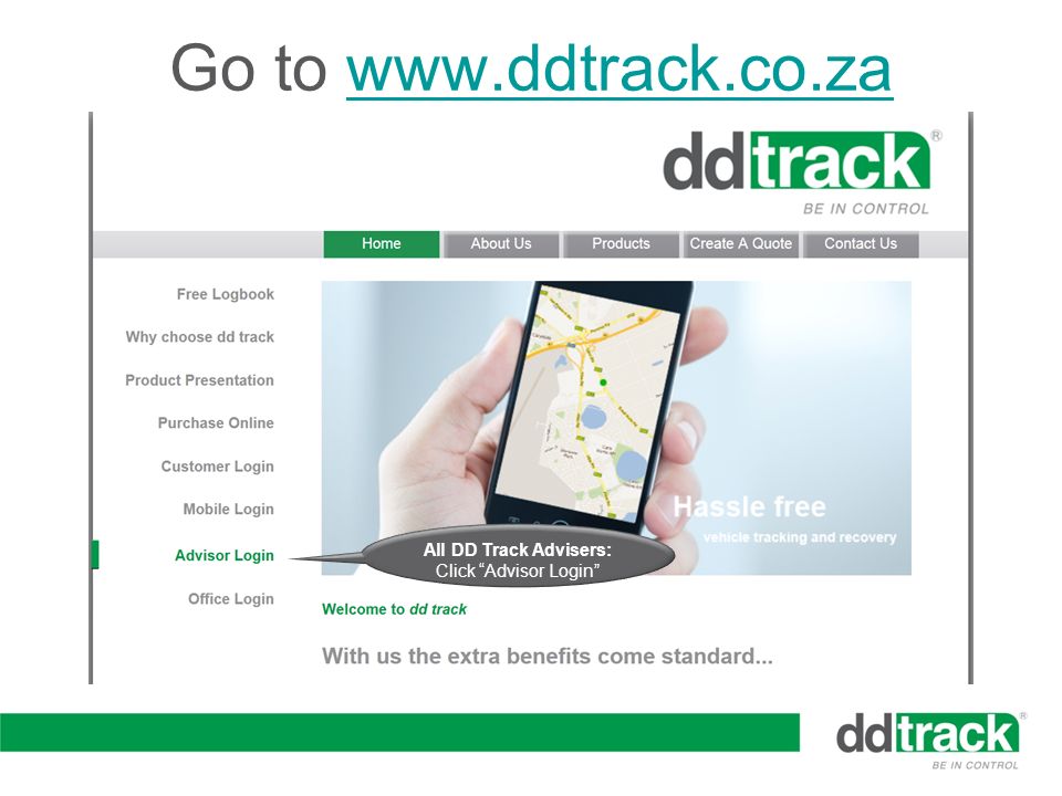 Go to   All DD Track Advisers: Click Advisor Login