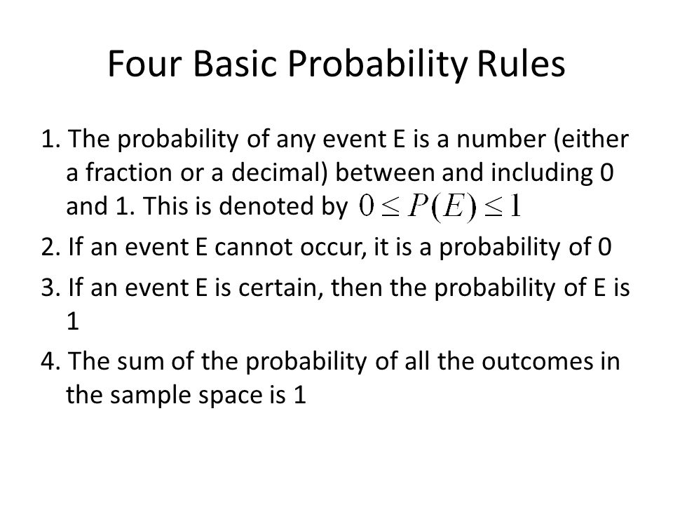 Four Basic Probability Rules 1.