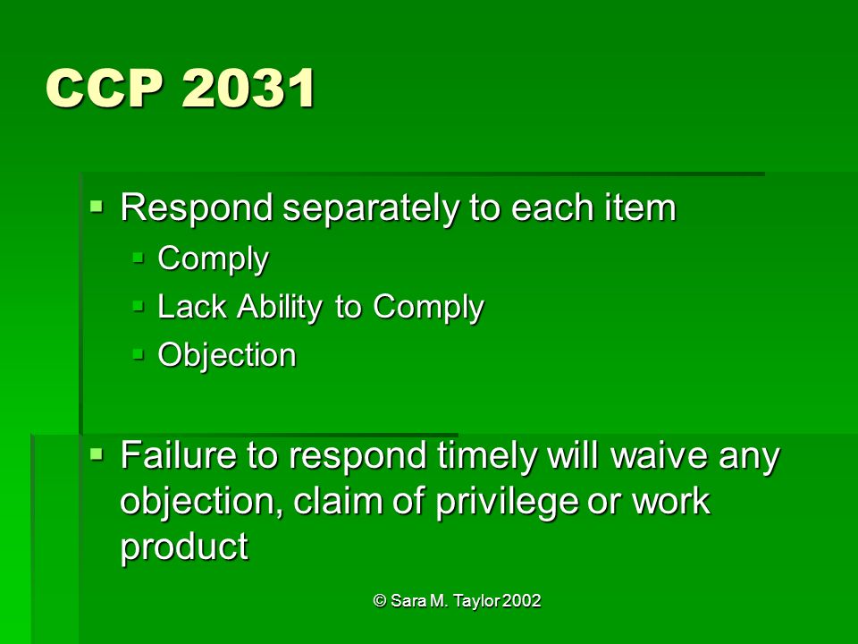  sara m taylor 2002 rules of discovery state federal ppt download