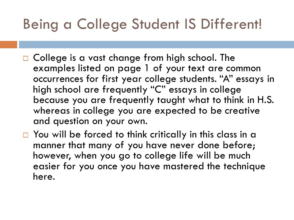 Book Introduction Being A College Student Is Different College Is A Vast Change From High School The Examples Listed On Page 1 Of Your Text Are Common Ppt Download