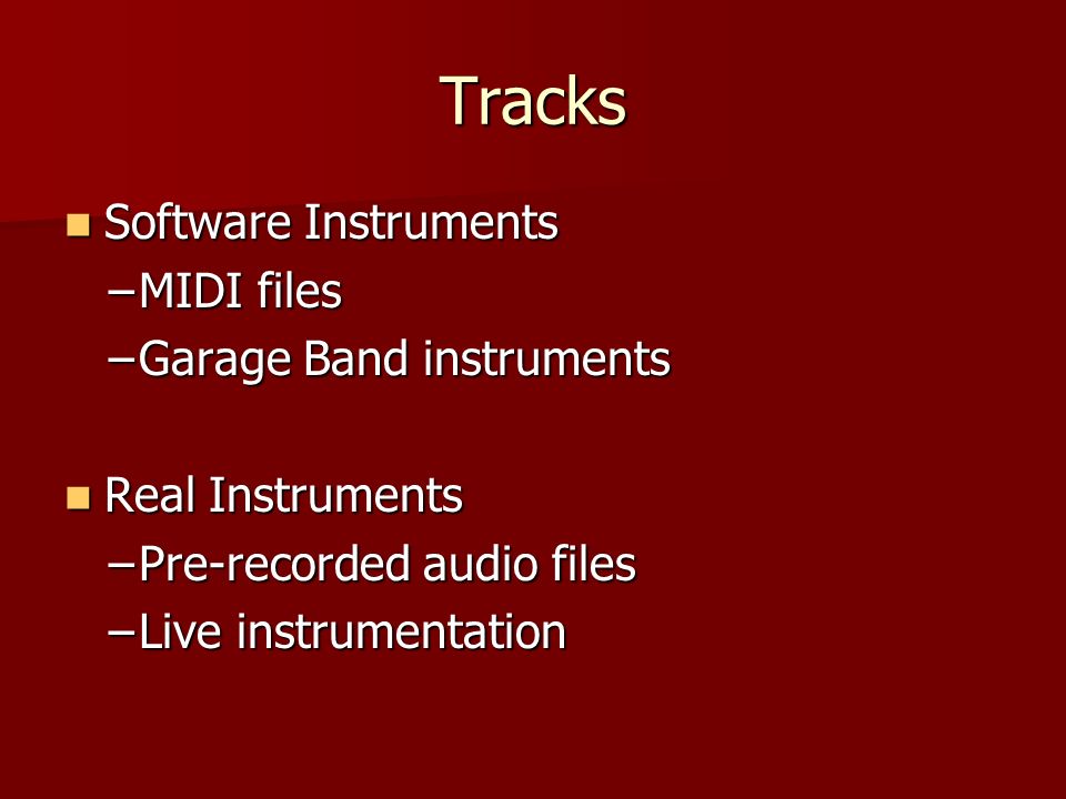 Garage Band Tracks Software Instruments Software Instruments