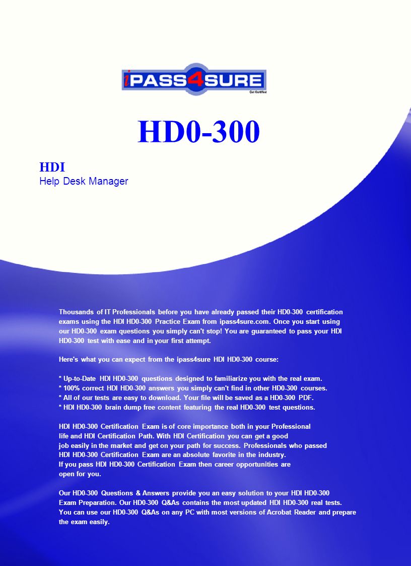 Hd0 300 Hdi Help Desk Manager Thousands Of It Professionals Before