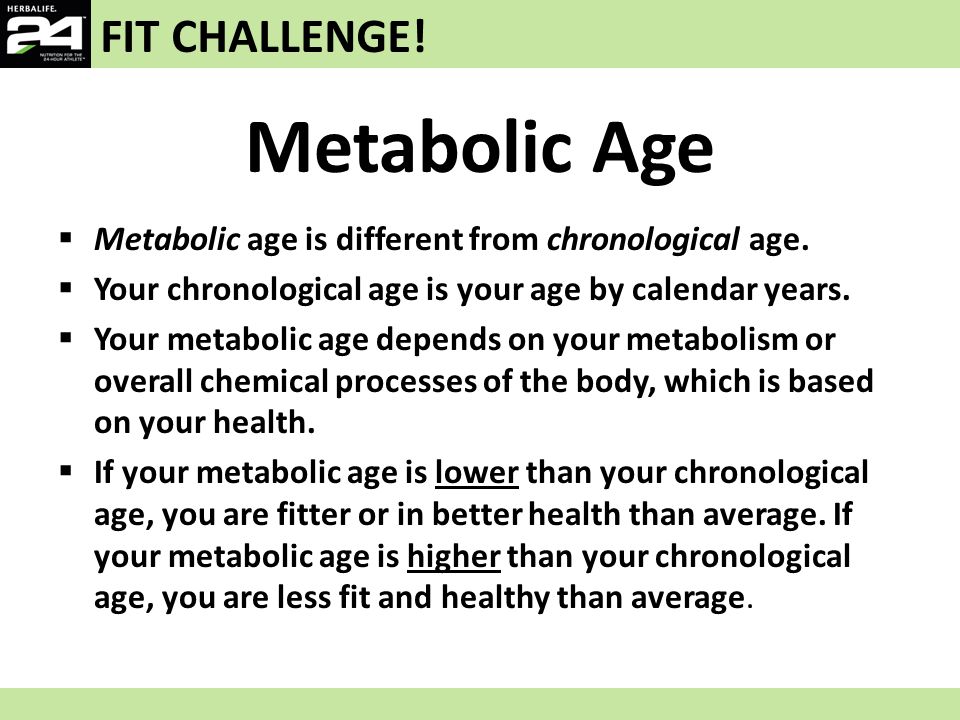 Average Metabolic Age Chart
