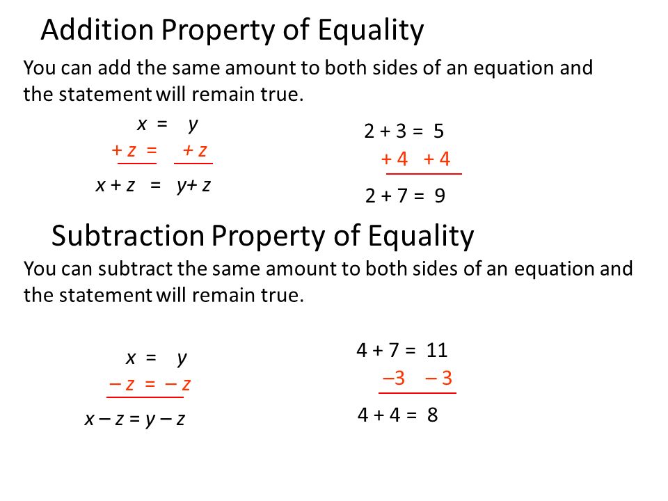 You can add the same amount to both sides of an equation and the statement will remain true.