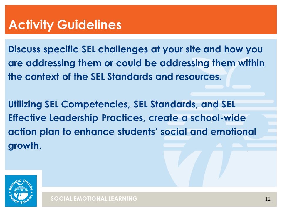 Social Emotional Learning Target Partints Will Discuss Specific Sel Challenges At Your Site And How You Are Addressing Them Or Could Be