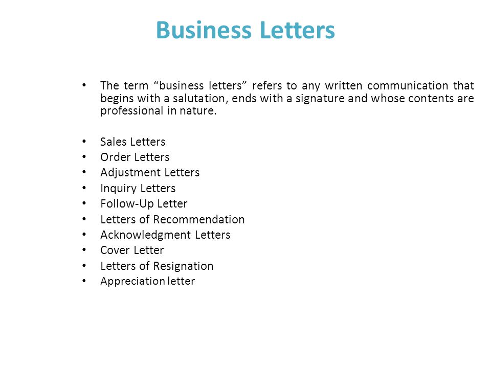 Unit Iii Business Writing Skills Business Letters The Term