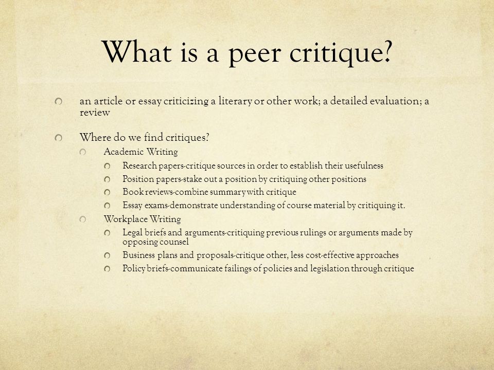 How to write a critique paper on a presentation letter