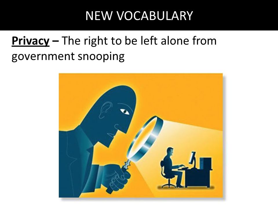 NEW VOCABULARY Privacy – The right to be left alone from government snooping
