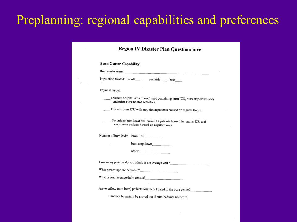 Preplanning: regional capabilities and preferences