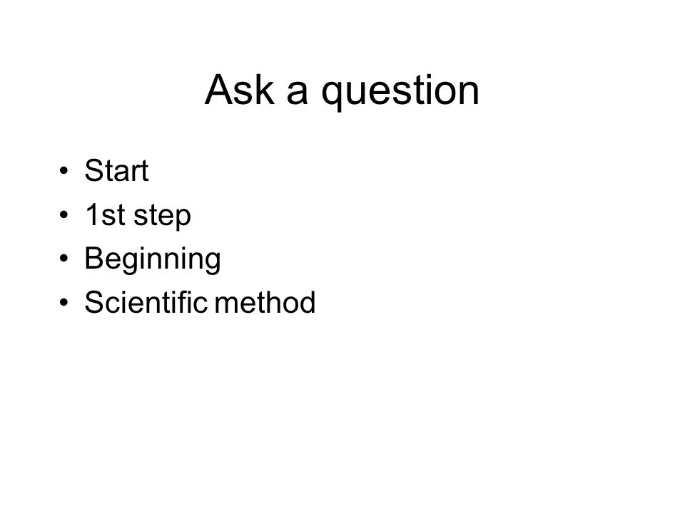 Ask a question Start 1st step Beginning Scientific method