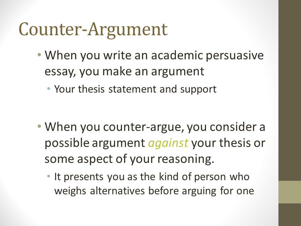 counter argument example middle school