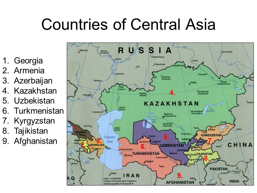 Of the countries of central. Карта средней Азии. Политическая карта центральной Азии. Границы центральной Азии на карте.
