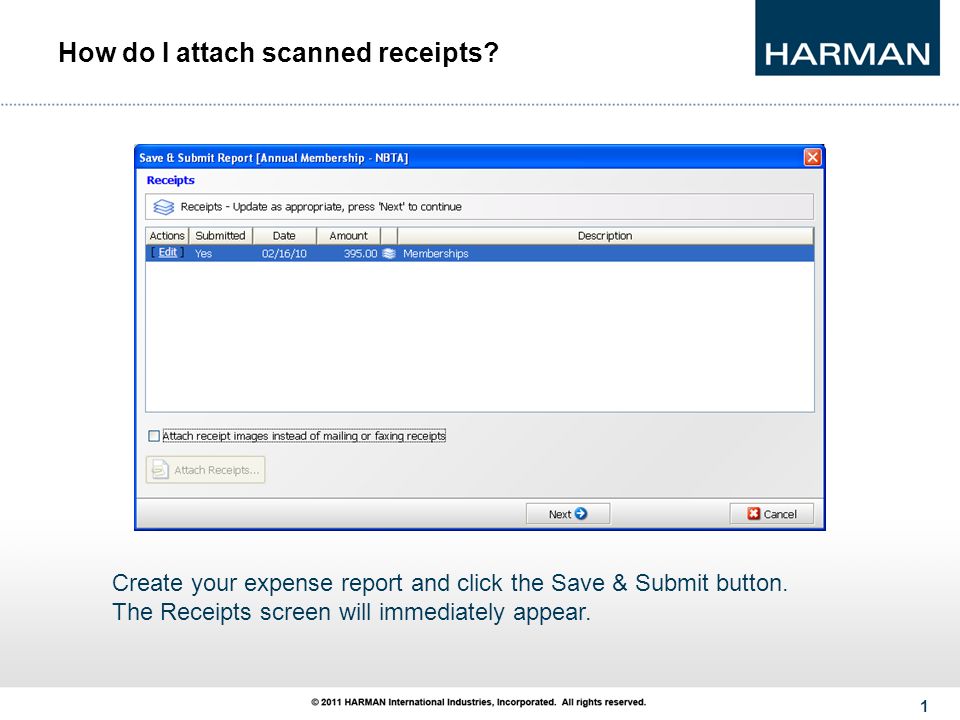 1 Create your expense report and click the Save & Submit button.