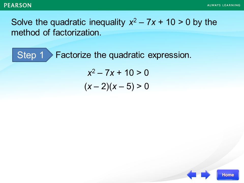Step 1 Factorize the quadratic expression.