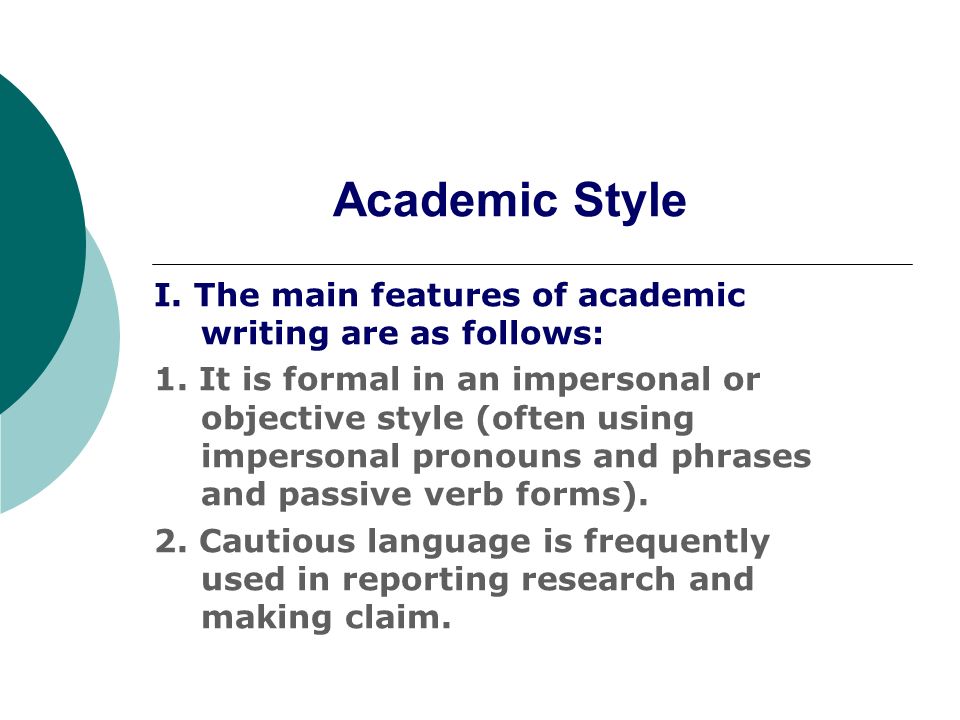 features of academic writing style