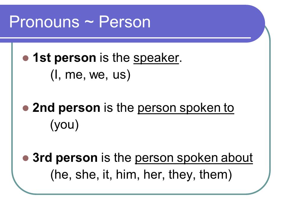 1st Person 2nd Person 3rd Person Chart