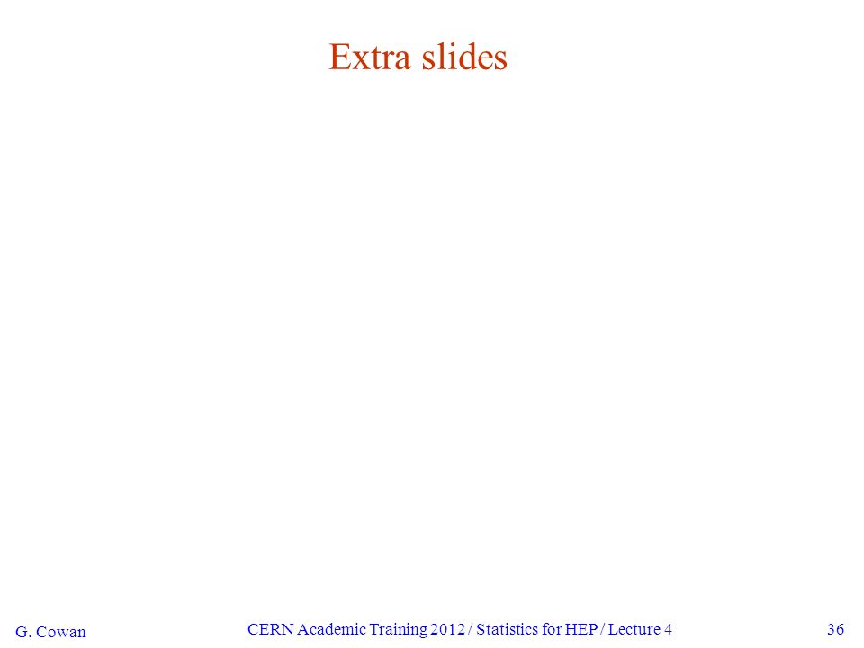 G. Cowan CERN Academic Training 2012 / Statistics for HEP / Lecture 436 Extra slides
