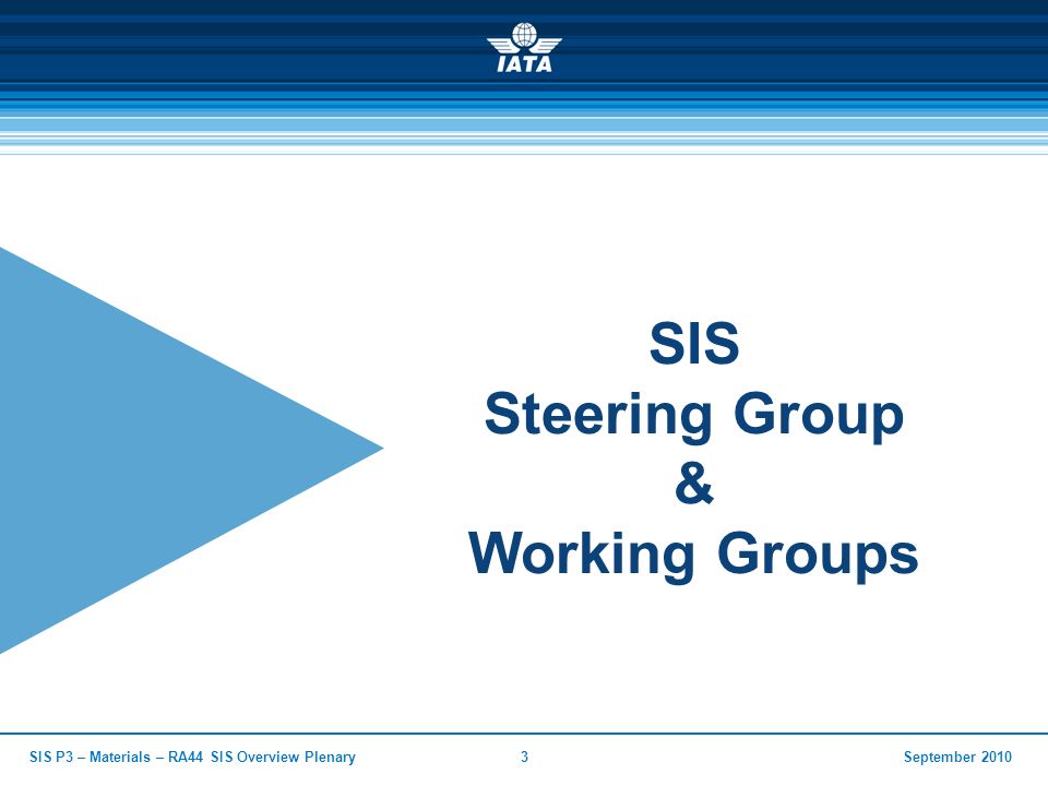September 2010SIS P3 – Materials – RA44 SIS Overview Plenary3 SIS Steering Group & Working Groups