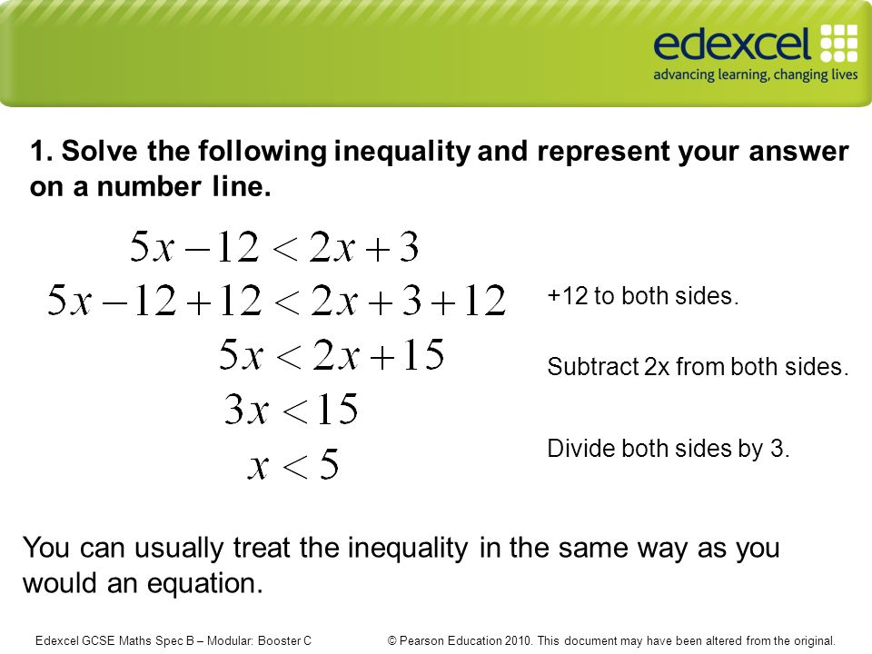Edexcel Gcse Maths Spec B Modular Booster C C Pearson Education This Document May Have Been Altered From The Original To Work Through A Question Ppt Download