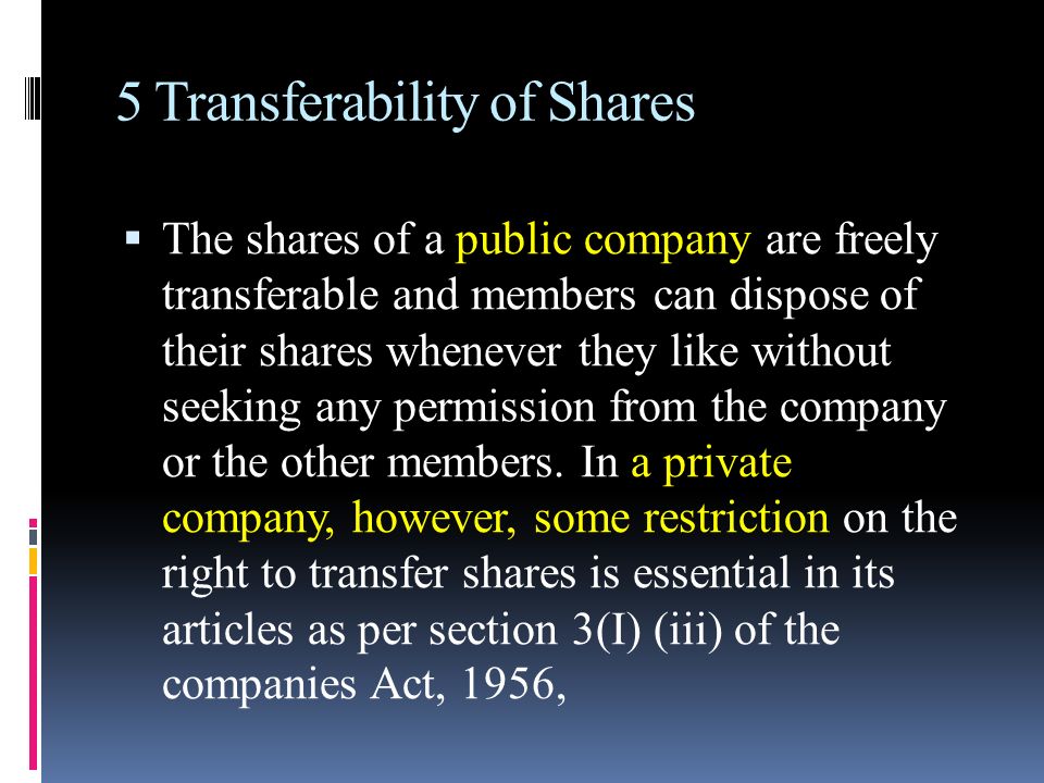 transferable shares definition
