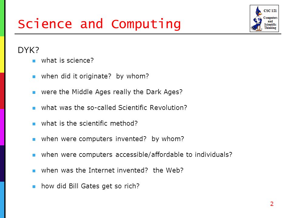 Computers and Scientific Thinking David Reed, Creighton University The ...
