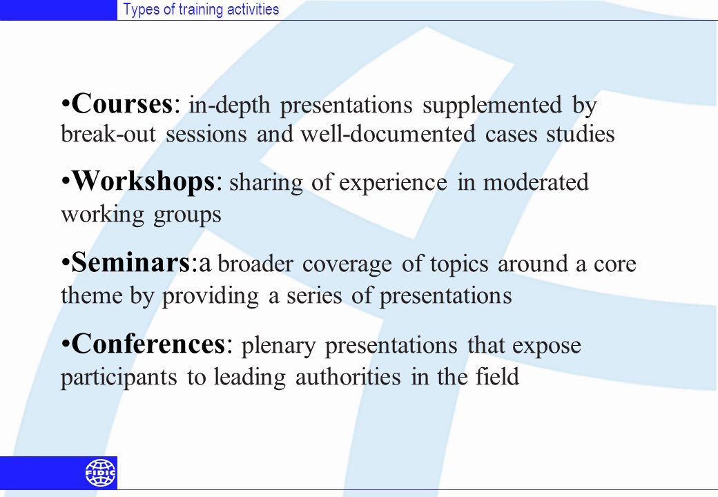 Types of training presentations