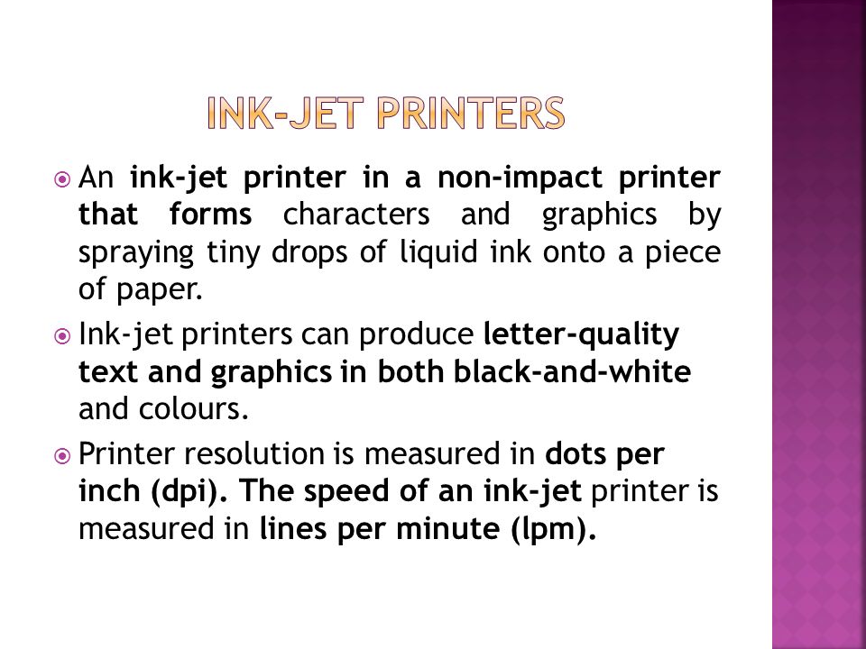 A printer is an output device that produces text and graphics on a physical  medium such as paper.  Printed information is often called hard copy  because. - ppt download