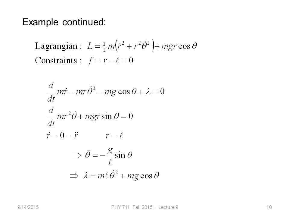 9/14/2015PHY 711 Fall Lecture 910 Example continued: