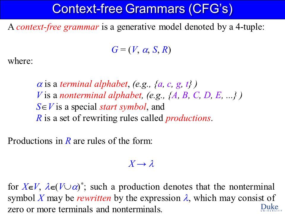 Stochastic Context Free Grammars Cbb 261 For Noncoding Rna Gene Prediction B Majoros Ppt Download