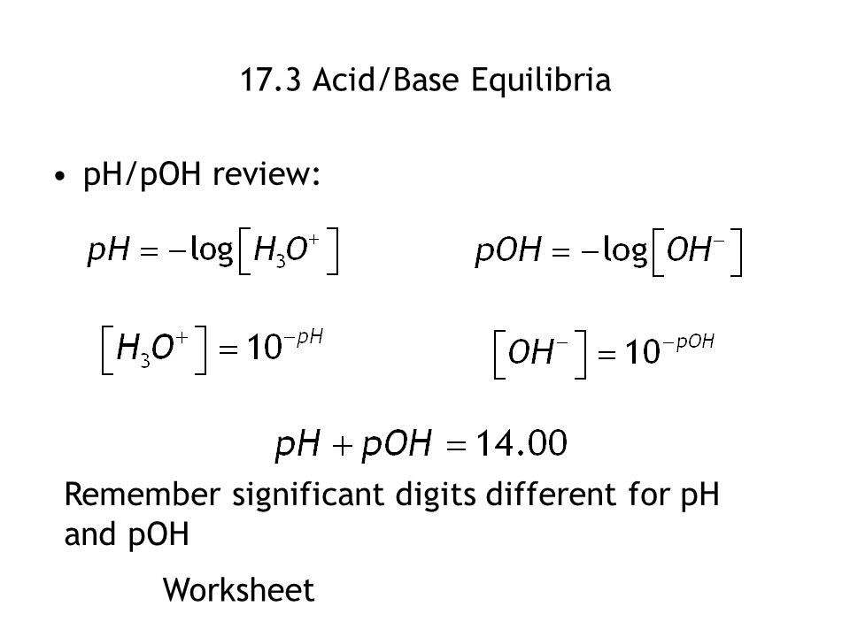 acid base equilibrium review to this point chemical equilibrium ph and poh worksheet
