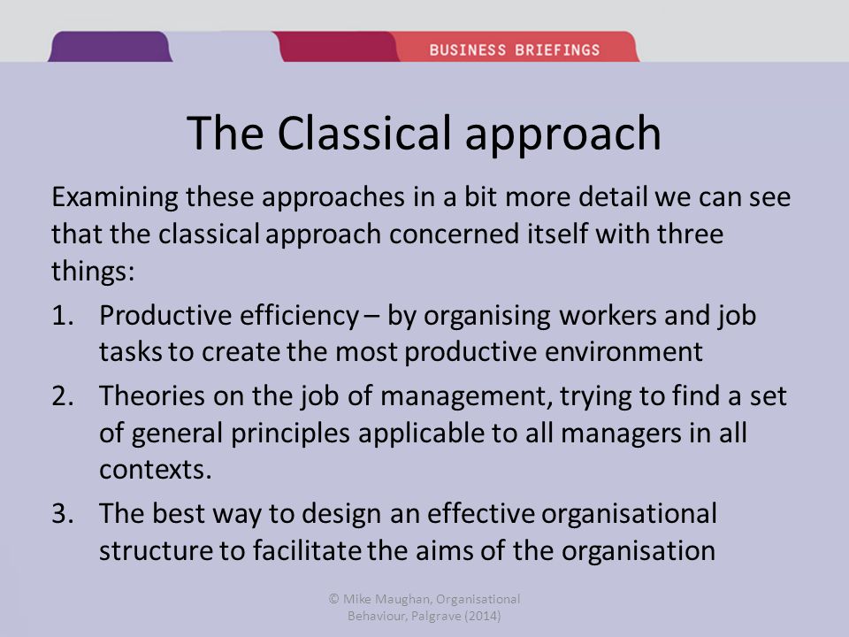 productivity approach to organisational behaviour
