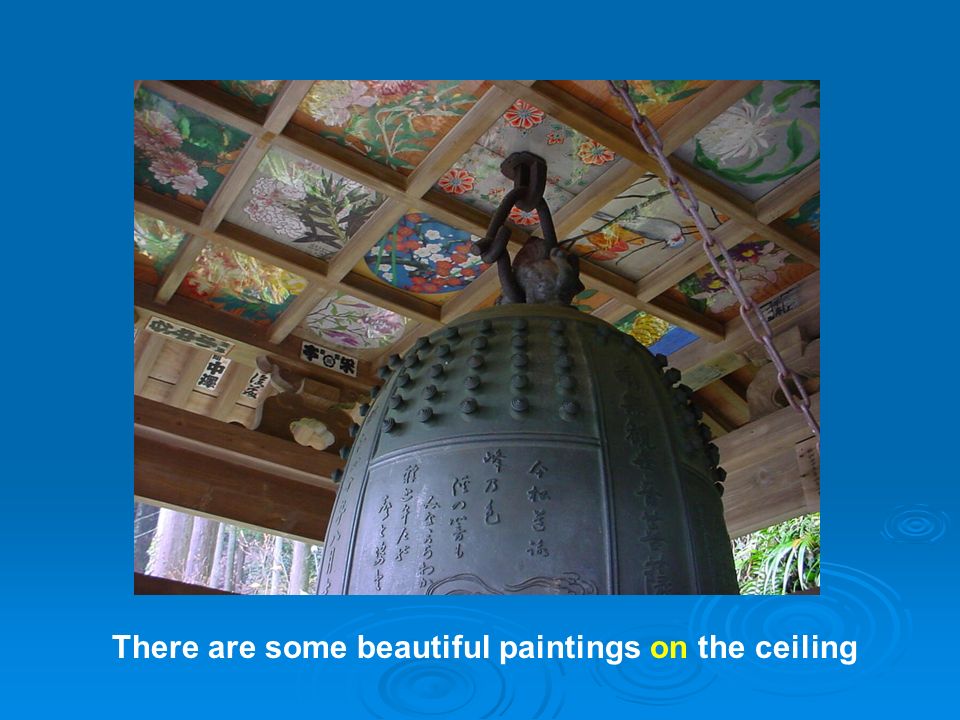 There are some beautiful paintingson the ceiling