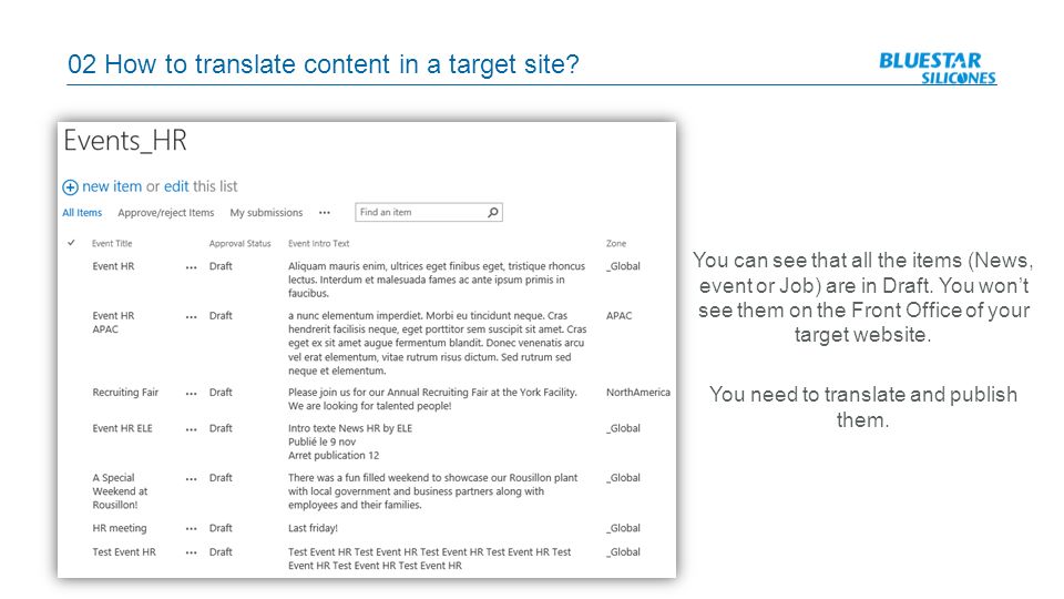 02 How to translate content in a target site.