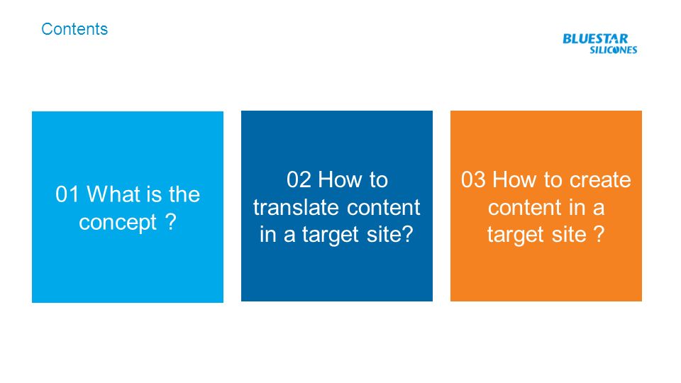 Contents 01 What is the concept . 02 How to translate content in a target site.