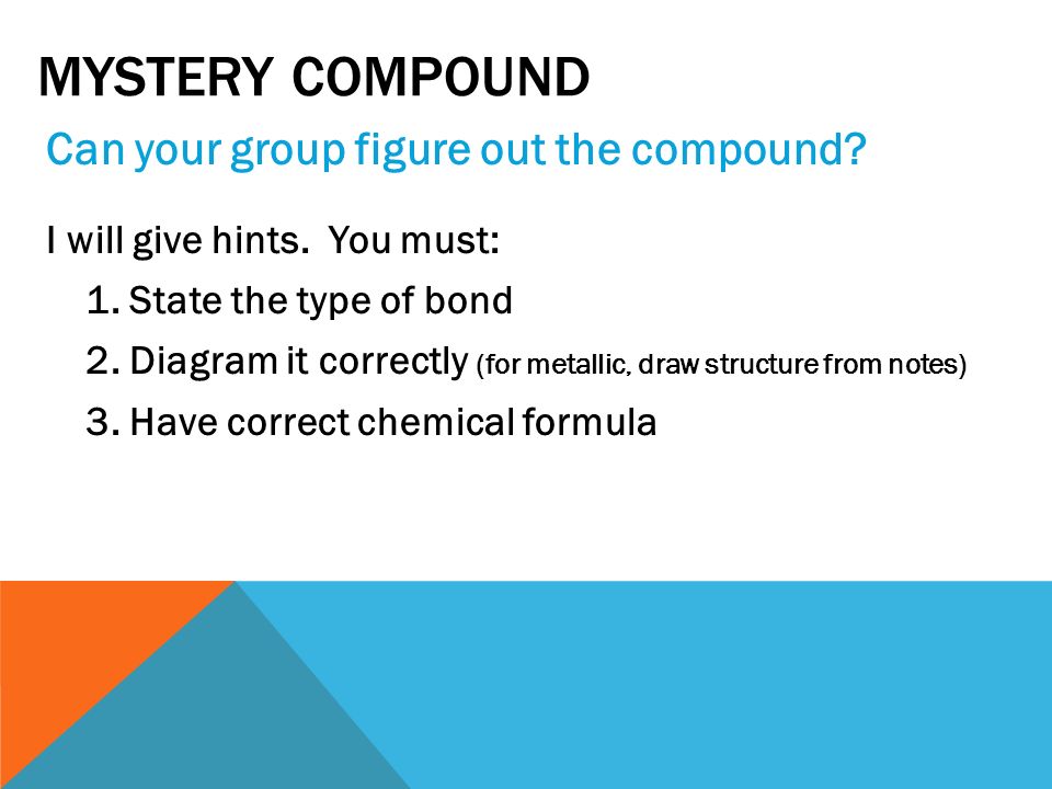MYSTERY COMPOUND Can your group figure out the compound.